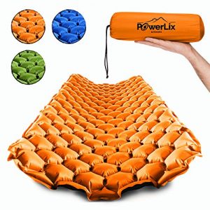 POWERLIX Sleeping Pad – Ultralight Inflatable Sleeping Mat, Ultimate for Camping, Backpacking, Hiking – Airpad, Inflating Bag, Carry Bag, Repair Kit – Compact and Lightweight Air Mattress.
