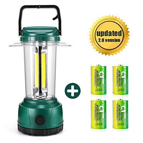 DOZAWA LED Camping Lantern Battery Powered 2000 Lumen COB Camping Light 4D Batteries(Included) Perfect for Hurricane, Camping, Emergency Kit,Green