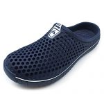 Amoji Garden Clogs Shoes House Slippers Indoor Room Sandals Outdoor Outside Shower Crocks Summer Breathable Ladies Adult Girl Boy AM1702 Navy 14 Women/12 Men