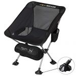 Rock Cloud Portable Camping Chair Ultralight Folding Chairs Outdoor with Legs Stabilizers for Camp Hiking Backpacking Lawn Beach Sports, Black