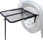 Tire Table Vehicle Tire-Mounted Steel Camping, Travel, Tailgating and Outdoor Work Table