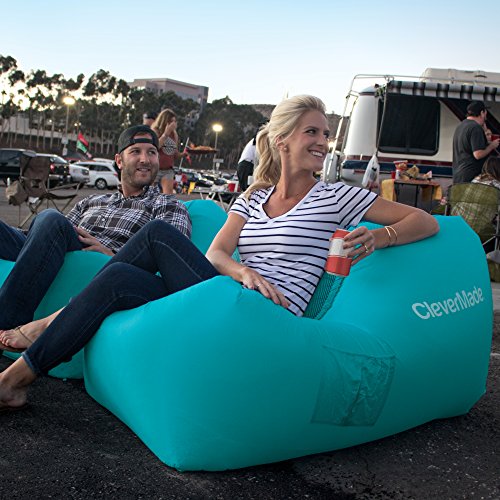 CleverMade AirChair Lightweight Recliner Style Inflatable Air Lounger Porta... 
