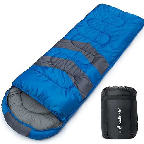 MalloMe Single Camping Sleeping Bag - 4 Season Warm Weather and Winter, Lightweight, Waterproof - Great for Adults & Kids - Excellent Camping Gear Equipment, Traveling, and Outdoor Activities