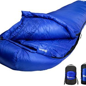 Ubon Extreme 10 Degree F 650 Fill Power Down Sleeping Bag Waterproof Mummy Sleeping Bag for Adults, Ultralight Camping Sleeping Bag Blue