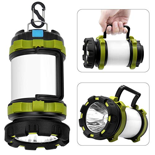 Wsky Rechargeable Camping Lantern Flashlight, 6 Modes, 3600mAh Power Bank, Two Way Hook of Hanging, Perfect for Camping, Hiking, Outdoor Recreations, USB Charging Cable Included…