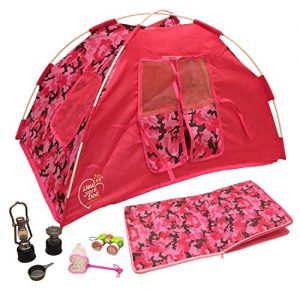 Newly Redesigned Camping Set for 18 inch Dolls - Super Cute Doll Camping Set - Light up Lantern - Safety Tested