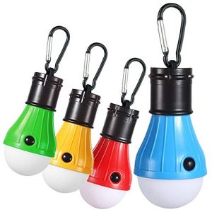 Zoojee Studio YG-310 Camping Lights Bulb-4 Pack and 4 Colors (Orange, Blue, Red and Green) Camping Lantern-1.97X4.72 Inch Portable Hanging Tent Lights Bulb, Bateery Powered Lantern.