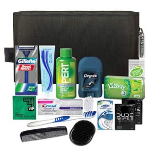 Convenience Kits International Men’s Premium 15 Piece Assembled Travel Kit Featuring: Gillette Disposable Razor and Crest Toothpaste