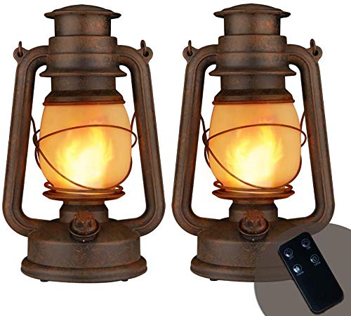Yinuo Candle Flame Light Vintage Lantern, Flickering Camping Lantern Tent Light with Two Models LED Night Lights Decor for Patio Garden Party Outdoor or Indoor with Remote Control Battery Operated