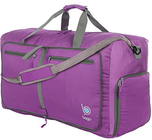 Bago 80L Duffle Bag for Women and Men - 27" Travel Bag Large Foldable Duffel bag (Purple)