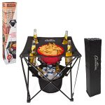 Tailgating Table- Collapsible Folding Camping Beach Table with Insulated Cooler, Food Basket and Travel Bag for Barbecue, Picnic and Tailgate
