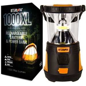 Internova Rechargeable Camping Lantern Power Bank - Massive Brightness Adjustable 360 LED Arc Lighting - Emergency - Backpacking - Construction - Hiking - Auto - Home (Cadmium Orange)