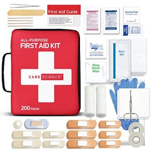 Care Science First Aid Kit All Purpose, 200 Pieces | Professional Use for Travel, Work, School, Home, Car, Survival, Camping, Hiking, and More