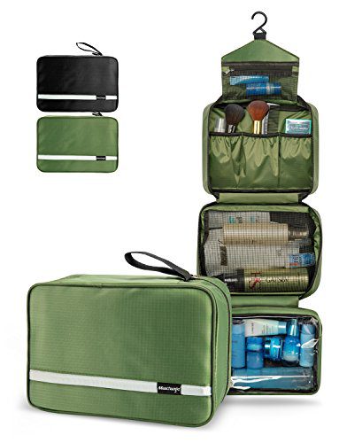 Travel Toiletry Bag for Men - Hanging Toiletry Bag with 4 Compartments, Portable and Waterproof Compact travel Bathroom Organizer,Ideal for Travel or Daily Life (Olive Green)