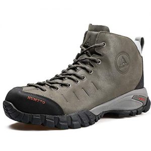 Mens Hiking Boots Waterproof Leather Climbing Sports Shoes Outdoor Camping Hunting Sneakers (11.5, 210371A Gray)
