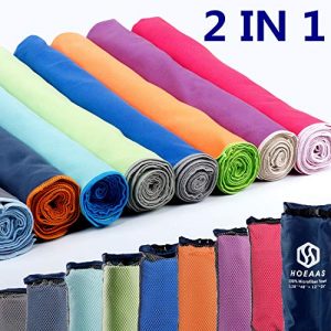 HOEAAS 2 Pack Microfiber Travel and Sports and Beach Towel-S (32”x16”x2)-Lightweight, Compact, Super Absorbent, Fast Dry for Outdoor, Yoga, Camping, Gym+ Buckled Carry Bag(S, Purple)