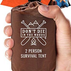 World's Toughest Ultralight Survival Tent • 2 Person Mylar Emergency Shelter Tube Tent + Paracord • Year-Round All Weather Protection For Hiking, First Aid Kits, & Outdoor Survival Gear