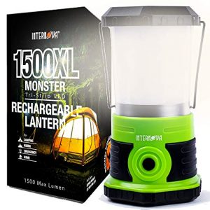 Internova Monster LED Camping Lantern - Rechargeable - Massive Brightness - Perfect for Hurricane - Camp - Emergency Kit (Green 1500 Lumen Rechargeable)