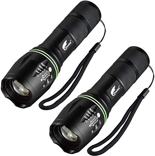HAUSBELL Flashlight, Tactical Flashlight, LED Flashlight, Flashlights High Lumens, Zoomable, Water Resistant, 5 Modes, Camping Lights, Flash light for Indoor, Outdoor, Hiking, Kids, Emergency (2 Pack)