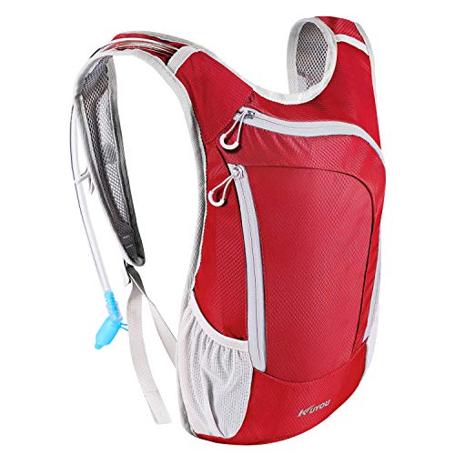 KUYOU Hydration Pack, Hydration Backpack with 2L Hydration Bladder Lightweight Insulation Water Pack for Running Hiking Riding Camping Cycling Climbing Fits Men and Women (Red)
