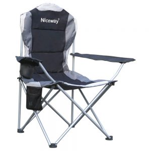 Niceway Oversized Portable Camping Chair 300lbs Folding Padded Hard Arm Chair High Back Lawn Chair Ergonomic Heavy Duty with Cup Holder, for Camp, Fishing, Hiking, Outdoor, Carry Bag Included
