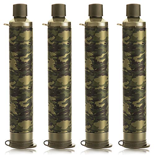 Membrane Solutions Straw Water Filter,Survival Filtration Portable Gear,Emergency Preparedness,Supply for Drinking Hiking Camping Travel Hunting Fishing Family Outing (4Pack)