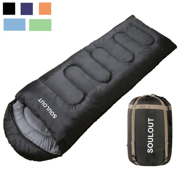 Envelope Sleeping Bag - 4 Seasons Warm Cold Weather Lightweight, Portable, Waterproof with Compression Sack for Adults and Kids - Indoor and Outdoor Activities: Traveling, Camping, Backpacking, Hiking
