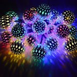 Dephen Solar String Lights Moroccan Ball Multicolor 15ft 20LED Globe Fairy String Lights Solar Powered Orb Lantern Christmas Lighting for Outdoor Garden, Yard, Patio, Xmas Tree, Party, Home Decoration