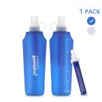 Purewell Soft TPU Collapsible Water Filter Container BPA Free Outdoor Filtered Water Bag for Sport Camping and Hiking (Blue)