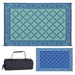 Reversible Mats Outdoor Patio 6-Feet x 9-Feet, Blue/Light-Green RV Camping Mat
