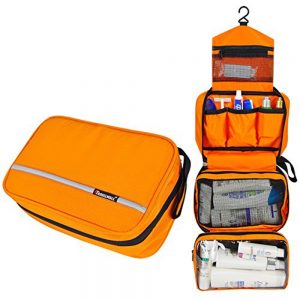 Relavel Cosmetic Pouch Toiletry Bags Travel Business Handbag Waterproof Compact Hanging Personal Care Hygiene Purse (Orange)