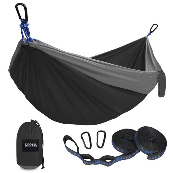 Kootek Camping Hammock Double and Single Portable Hammocks with 2 Tree Straps, Lightweight Nylon Parachute Hammocks for Backpacking, Travel, Beach, Backyard, Patio, Hiking