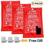 JJ CARE Fire Blanket Fire Suppression Blanket 40"x40" +3 Hooks, Fire Blanket Kitchen, Fire Emergency Blanket, Fire Retardant Blankets, Fiberglass, Fire Safety Blanket for Camping-Kitchen-Car Emergency