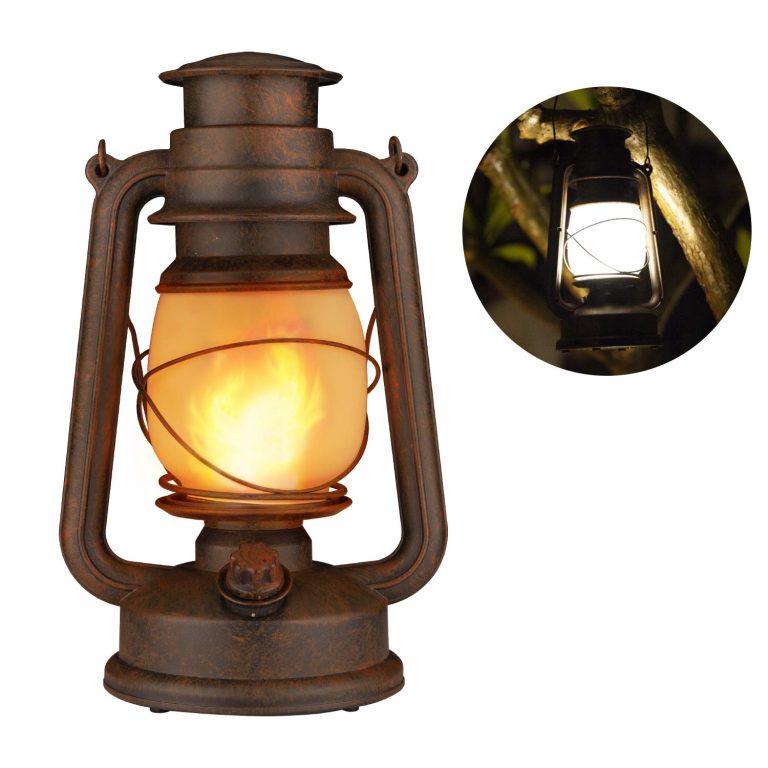 Realistic Dancing Flame Outdoor Hanging Lantern Battery Operated ...