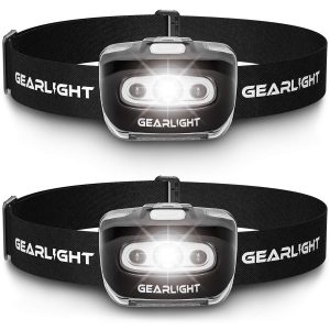 GearLight LED Headlamp Flashlight S500 [2 PACK] - Running, Camping, and Outdoor Headlamps - Best Head Lamp with Red Safety Light for Adults and Kids