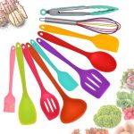 Aybloom Silicone Kitchen Utensils Set - 10 Pieces Multicolor Silicone Heat Resistant Non-Stick Kitchen Cooking Tools