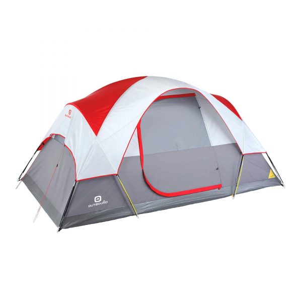 Outbound 6-Person Dome Tent for Camping with Carry Bag and Rainfly | Perfect for Backpacking and The Beach | Red
