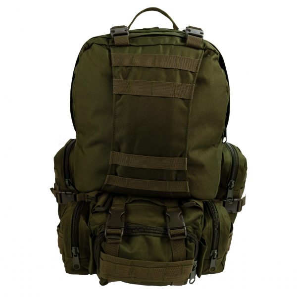 Military Army Tactical Backpack Combat 3 Day Assault Pack Molle Bag Rucksacks Camping Hunting with Flag Patches (GREEN 016, 50L)