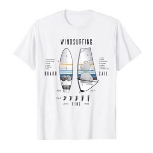 Awesome gift for a passionate windsurfer, sailboarder, sailor or anyone fond of water sports, women, men, or kids. Cool windsurf kit sailboard, sail and fins drawing. Proudly represents beautiful wind sailing sport.