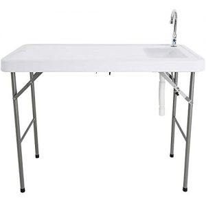 Portable Folding Fish Table with Sink Faucet for Picnic