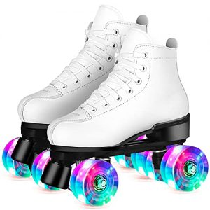Leather High-top Double-Row Roller Skates for Beginner