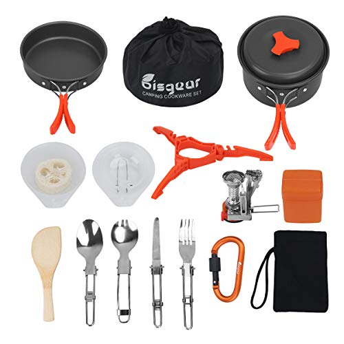 Camping Cookware Stove Carabiner Canister Stand Tripod Folding Spork Set