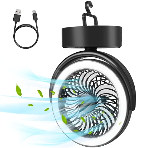 Rechargeable Battery Operated Camping Fan with Led Lantern