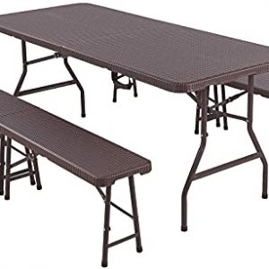 Folding Table and Benches Set for Outdoor, Picnic, Garden
