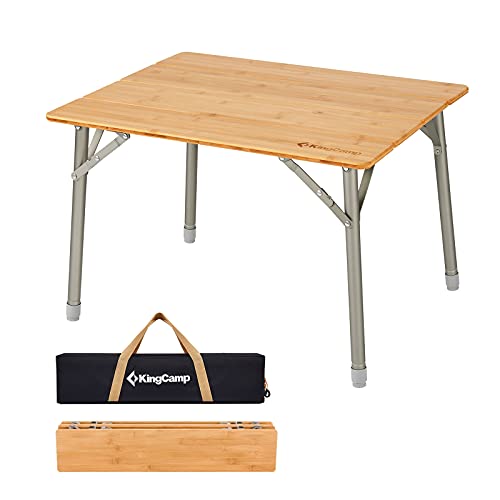 Bamboo Folding Camping Table with Adjustable Height