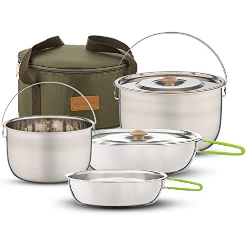 Campfire Cooking Pots and Pans Set for Hiking
