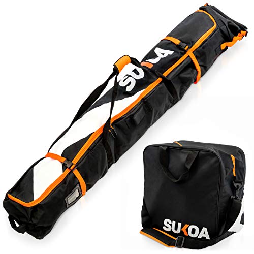 Ski Bag and Ski Boot Bag Combo for Air Travel Unpadded