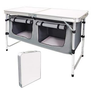 Outdoor Folding Table with Storage Organizer