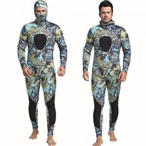 Durable and flexible Nataly Osmann Camo Spearfishing Wetsuit featuring a 3mm neoprene material with camouflage design, perfect for cold water protection and water sports