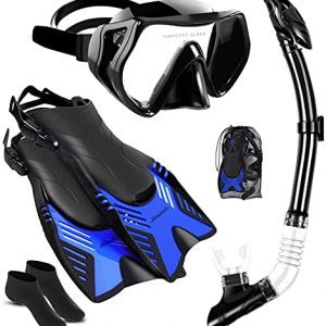 Snorkel Set for Adults with Adjustable Dive Flippers